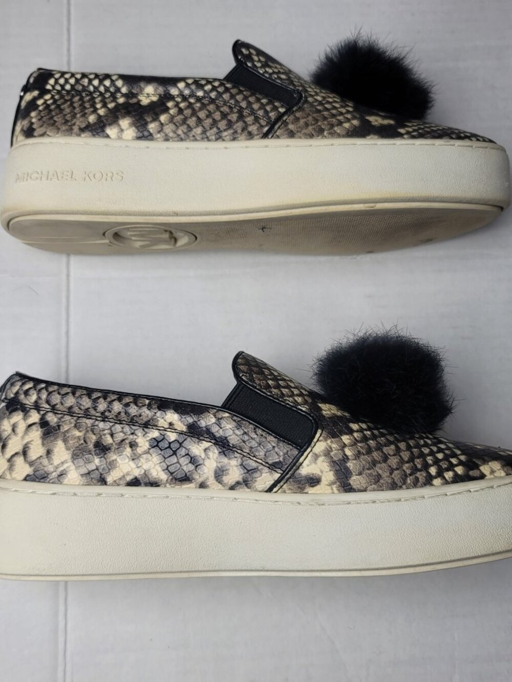 Michael Kors Snake Print Platform Slip On Sneakers Size 7.5 Earthy Indie Leather - Picture 3 of 12